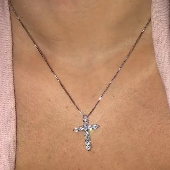 Cubic Zirconia Cross Pendant Necklace - Picture 5 of 7
